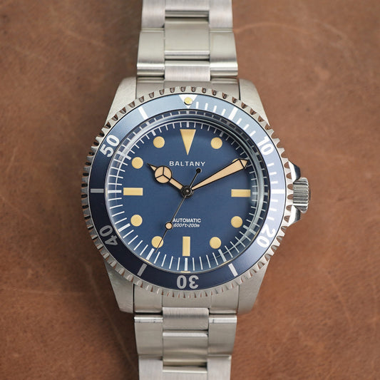 Baltany Retro Diver Watch D3043AB Stainless Steel Bracelet