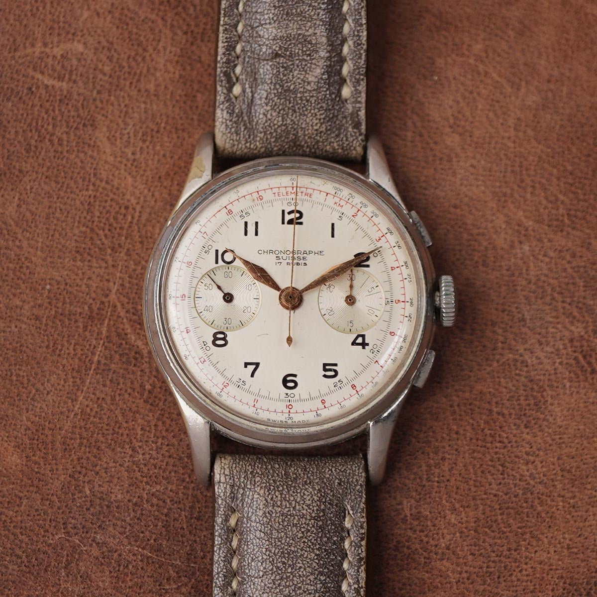 Chronographe Suisse Vintage Watch Patina Dial