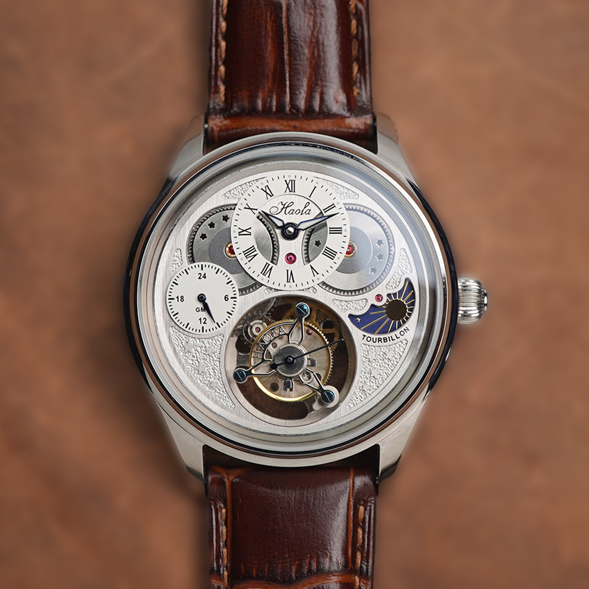 Haofa GMT Sapphire Tourbillon Watch Day & Night 1036-1