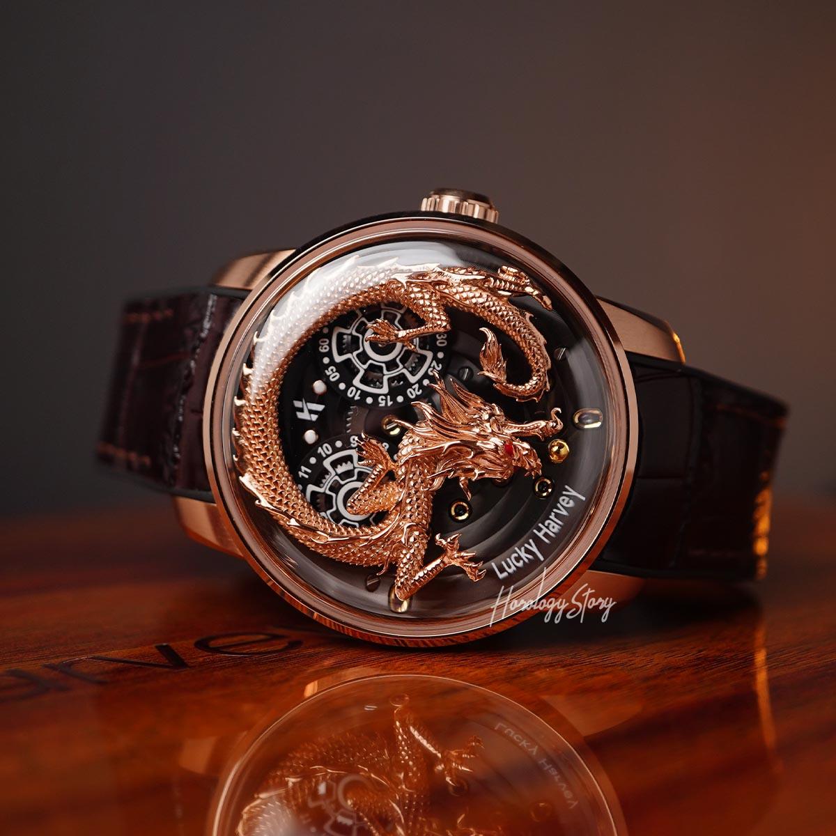 LUCKY HARVEY Rose Gold Dragon Ball Automatic