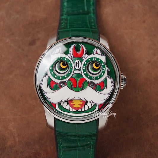 LUCKY HARVEY Green Lion Rolling Eyes Automatic