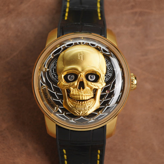 LUCKY HARVEY Skull Automatic Yellow Gold