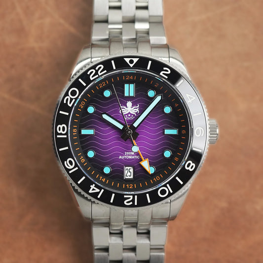 Phoibos Wave Master GMT 200M PY049H Purple Dial