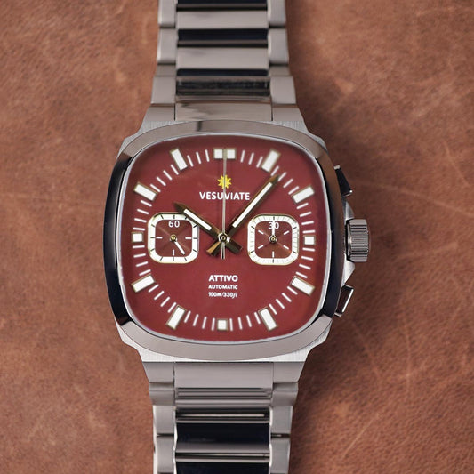 Vesuviate Attivo Chrono 39mm Maroon Dial Automatic