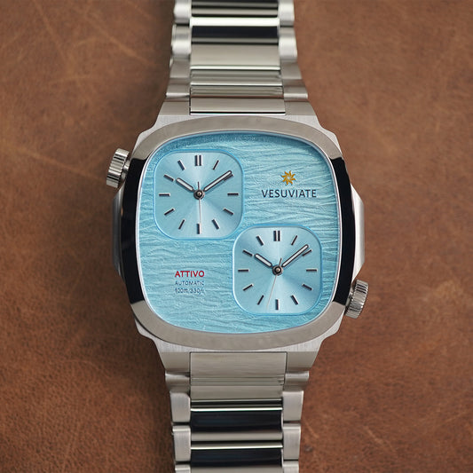 Vesuviate Attivo-Duplex 39mm Pastel Blue Dual Dial