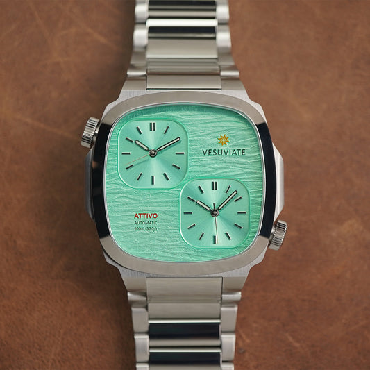 Vesuviate Attivo-Duplex 39mm Cyan Green Dual Dial