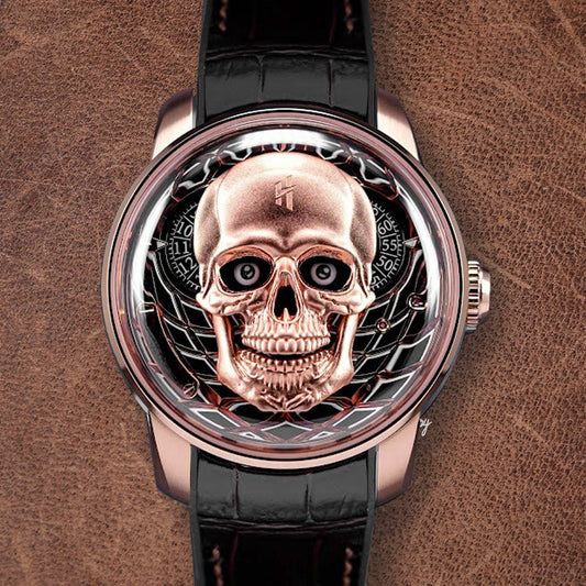 LUCKY HARVEY Skull Automatic Rose Gold